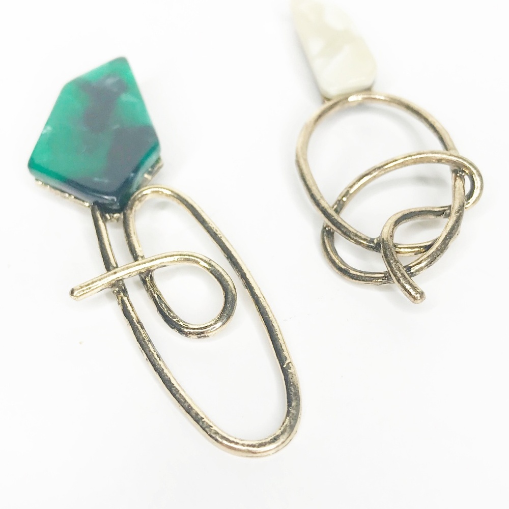 Metal Twist Asymmetrical Earrings - Picture 2 of 7